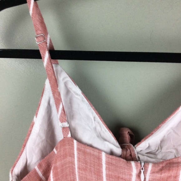 Ten Sixty Sherman Striped Cutout Tie Front Pink Romper Size Large - Picture 6 of 9